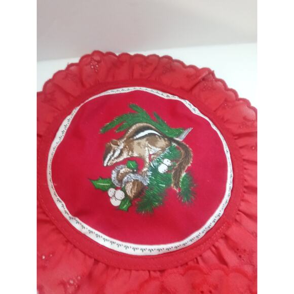 A Vtg Christmas Woodland Coaster Doilies 4 Deer Duck Rabbit & Chipmunk Decor - Picture 5 of 5
